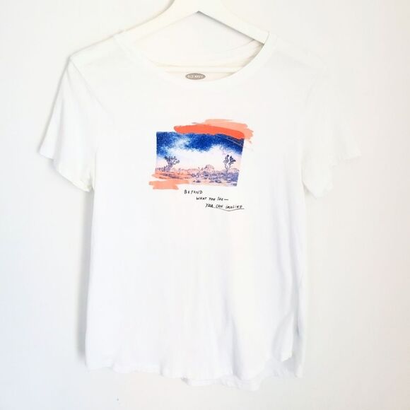 Old Navy Beyond What You See-You Can Imagine White Tee S - Picture 1 of 3